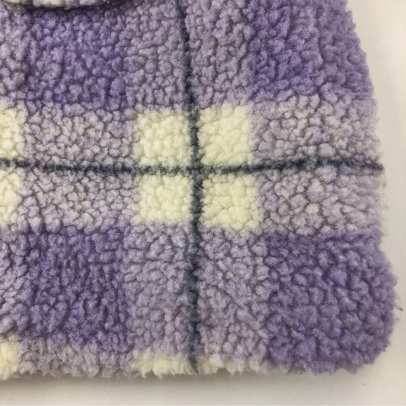 7 FOR ALL MANKIND lilac white plaid sherpa sherpa jacket Small - Picture 13 of 15